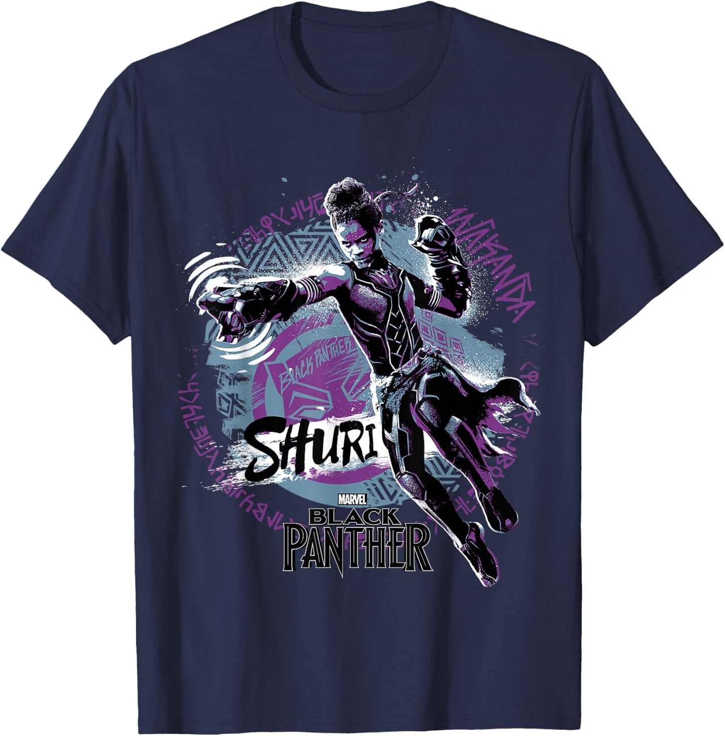Marvel Black Panther Movie Shuri Graffiti Graphic T-Shirt - T-Shirt | Navy