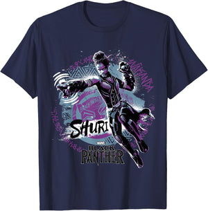 Marvel Black Panther Movie Shuri Graffiti Graphic T-Shirt - T-Shirt | Navy