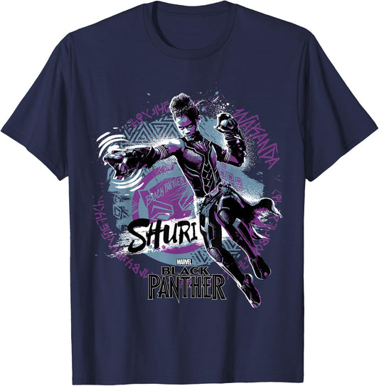 Marvel Black Panther Movie Shuri Graffiti Graphic T-Shirt - T-Shirt | Navy