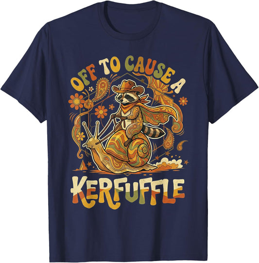 Off to Cause A Kerfuffle Raccoon Vintage Raccoon T-Shirt - T-Shirt | Navy