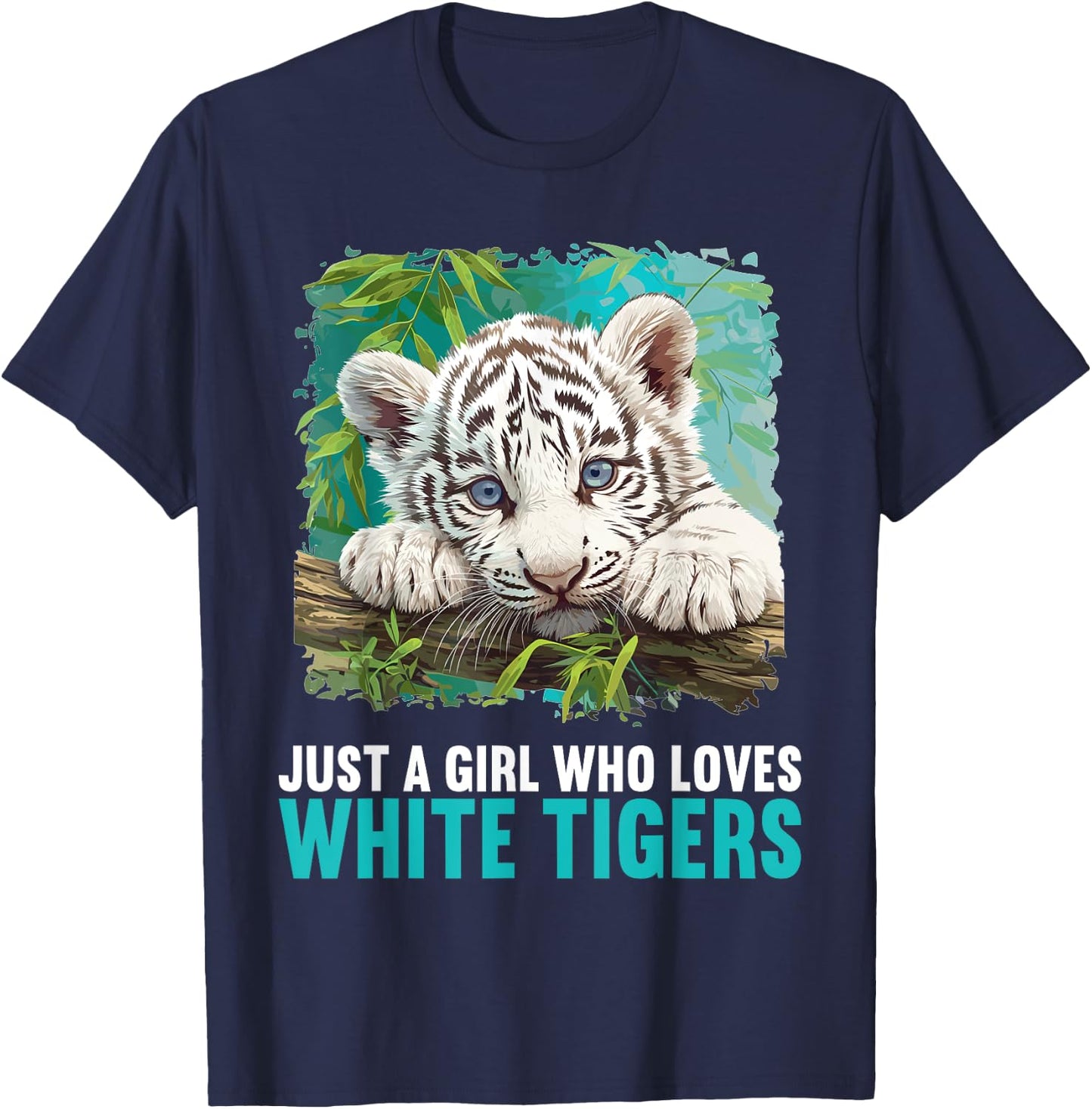 Just a Girl who loves White Tigers White Tiger T-Shirt - T-Shirt | Navy