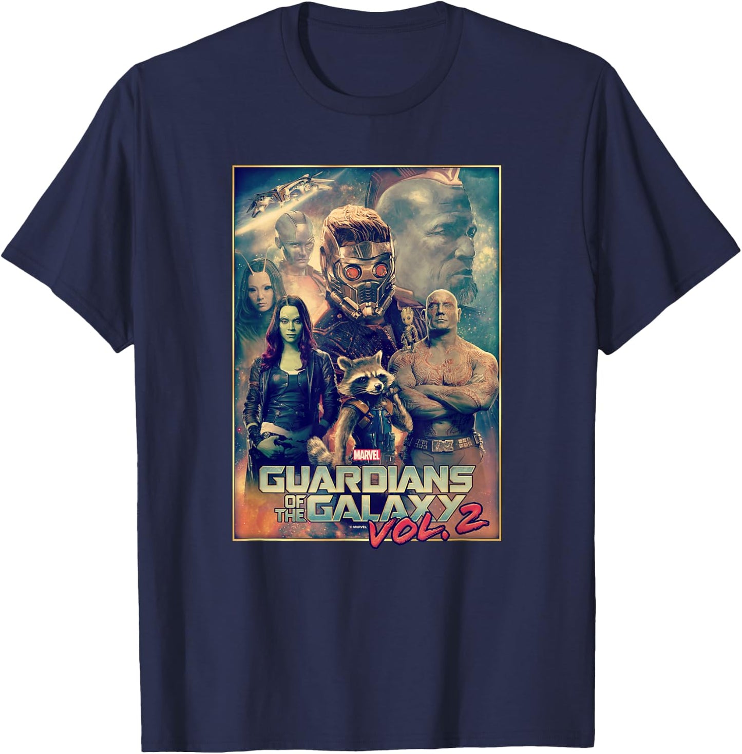 Marvel Guardians Of The Galaxy Vol 2 Team Effort Poster T-Shirt - T-Shirt | Navy