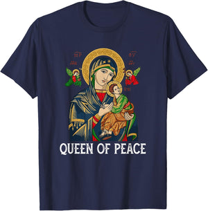 Our Lady of Perpetual Help Blessed Mother Mary Catholic T-Shirt - T-Shirt | Navy