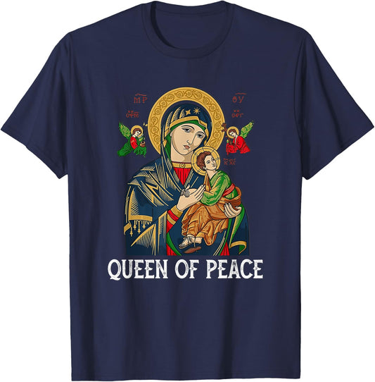 Our Lady of Perpetual Help Blessed Mother Mary Catholic T-Shirt - T-Shirt | Navy