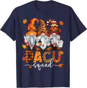 PACU Squad Gnome Nurse Leopard Thanksgiving Stethoscope T-Shirt - T-Shirt | Navy