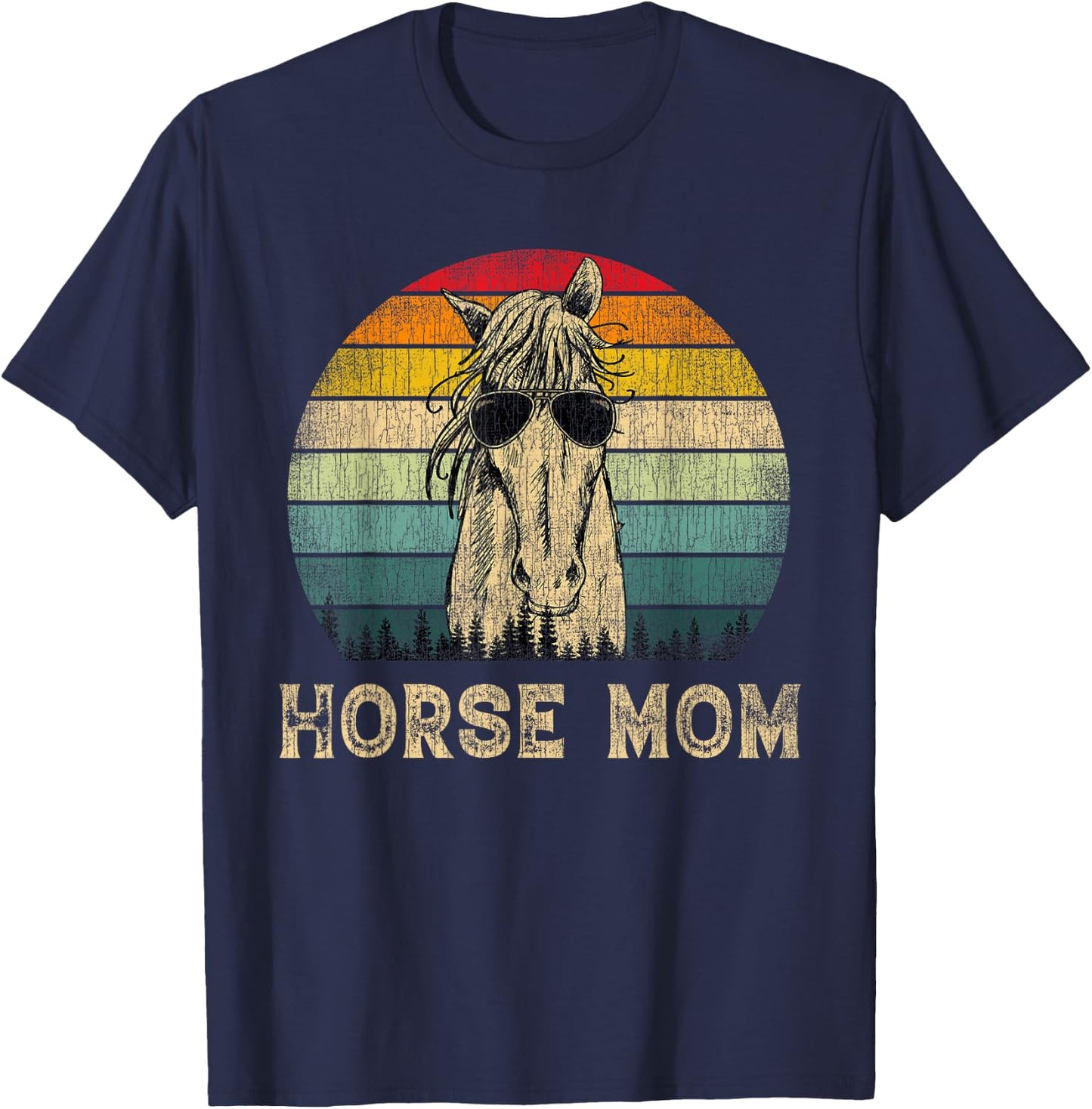 Vintage Horse Mom Horse Lovers Mommy Mother's Day T-Shirt - T-Shirt | Navy