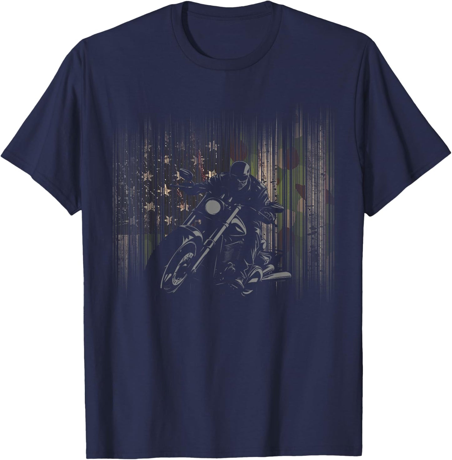 American Flag Camouflage Motorcycle T-Shirt - T-Shirt | Navy