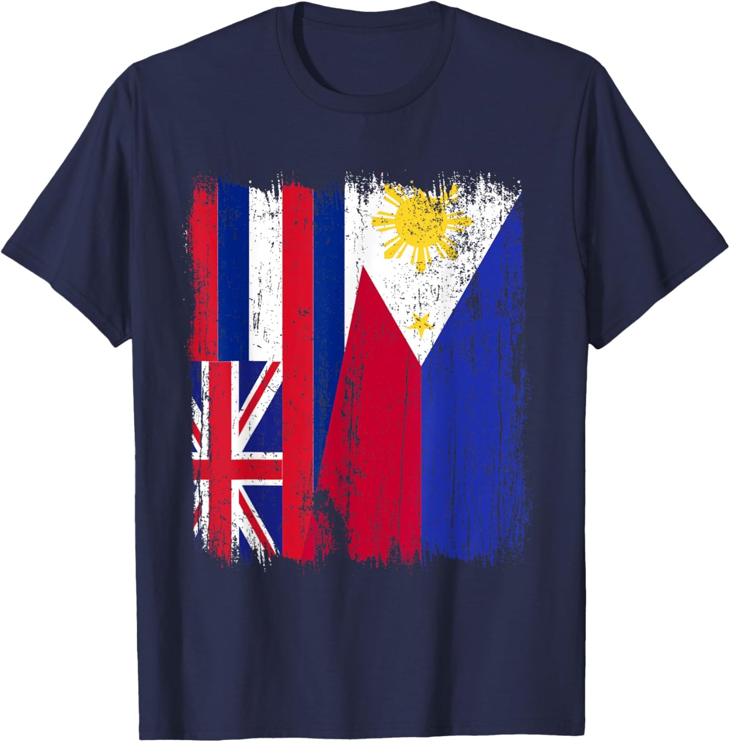 Hawaii Philippines Half Flag Hawaiian Filipino Jersey T-Shirt - T-Shirt | Navy