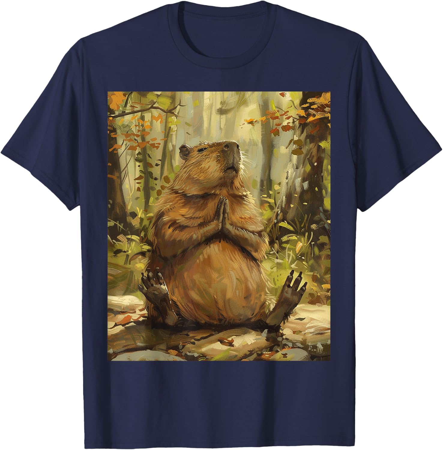 Funny Graphic Capybara T-Shirt - T-Shirt | Navy
