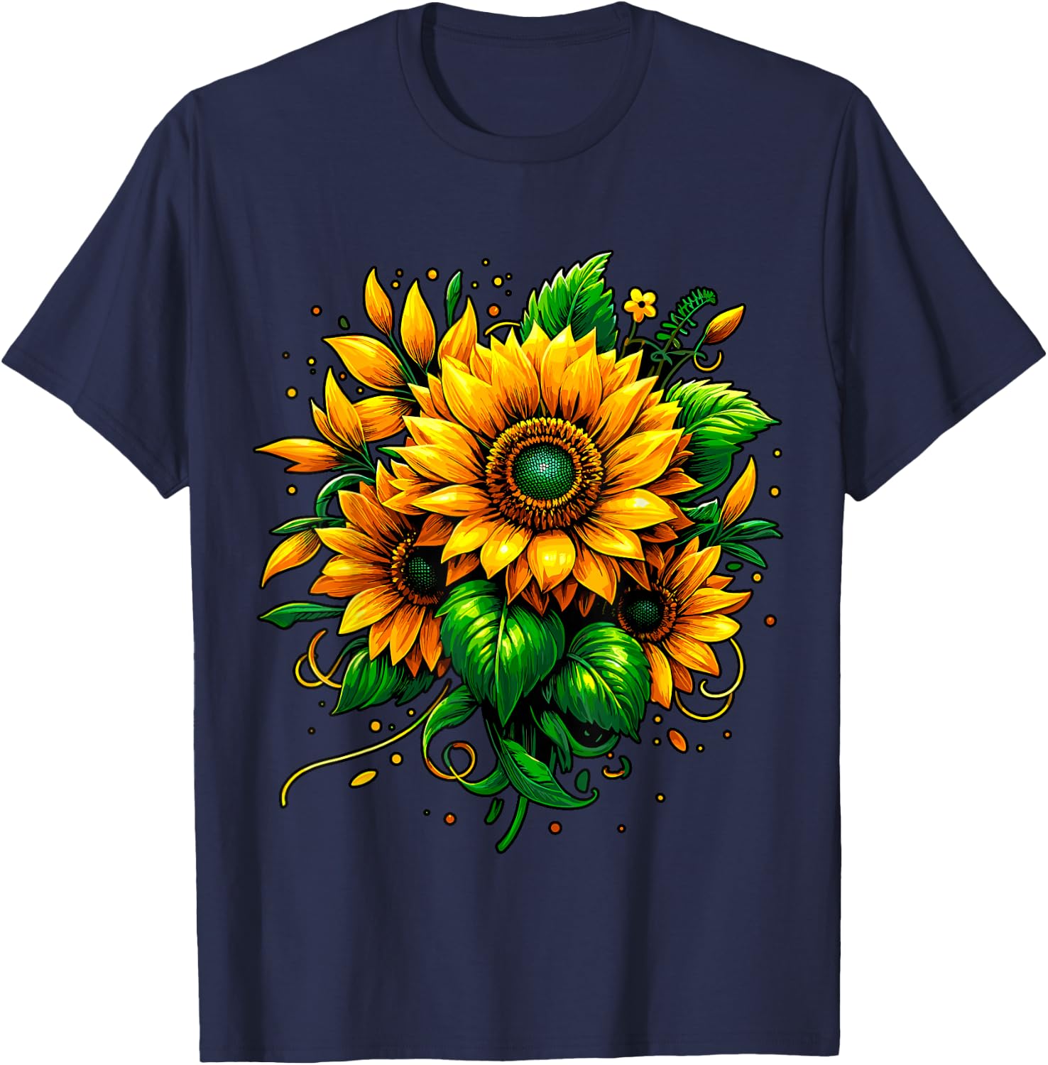 Sunflower Floral T-Shirt - T-Shirt | Navy