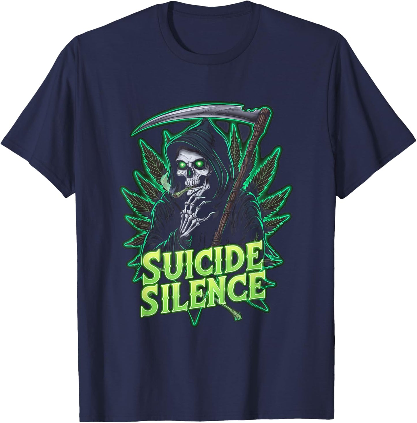 Suicide Silence Grim Reaper Occult Gothic Horror T-Shirt - T-Shirt | Navy