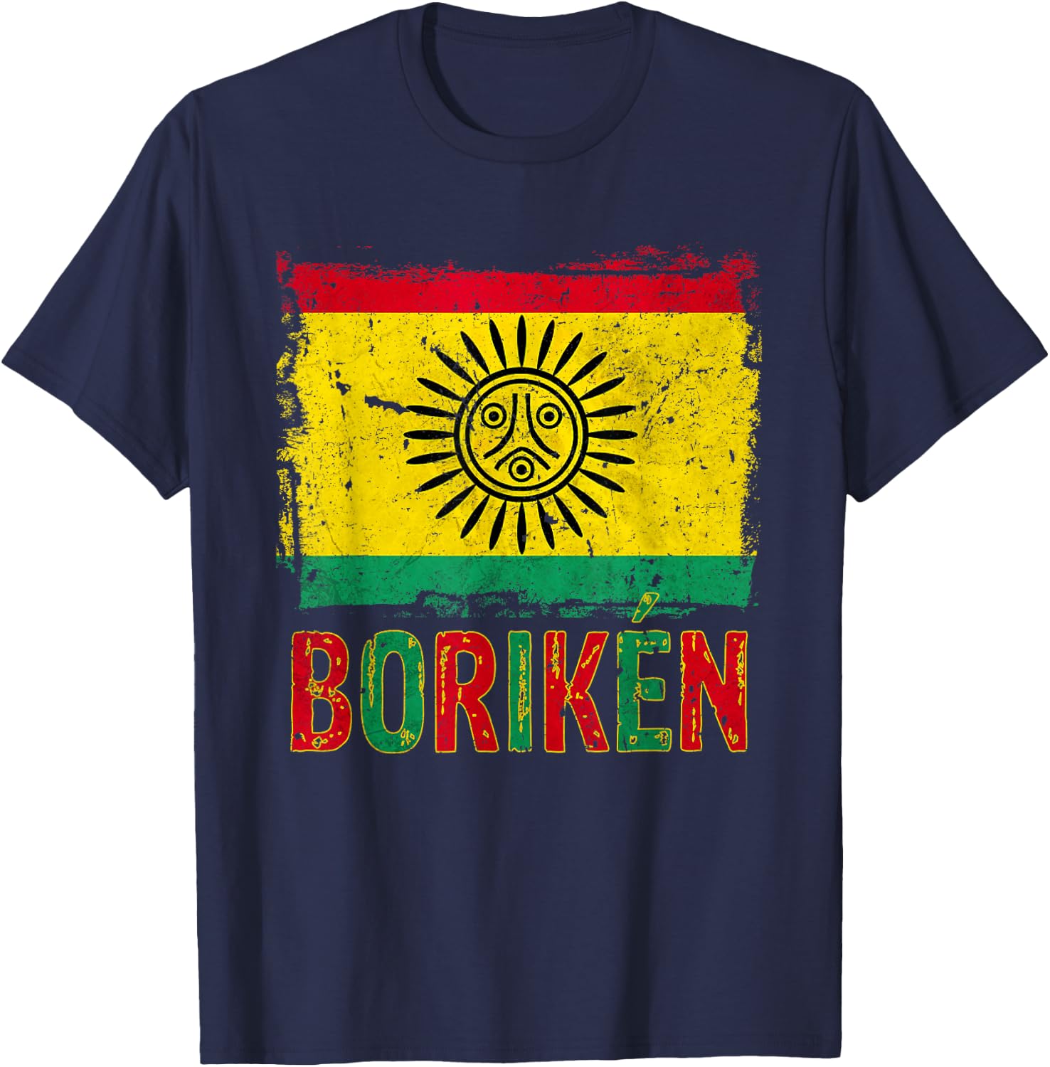 Taino Nation Flag Boriken Borinquen Native American Arawak T-Shirt - T-Shirt | Navy