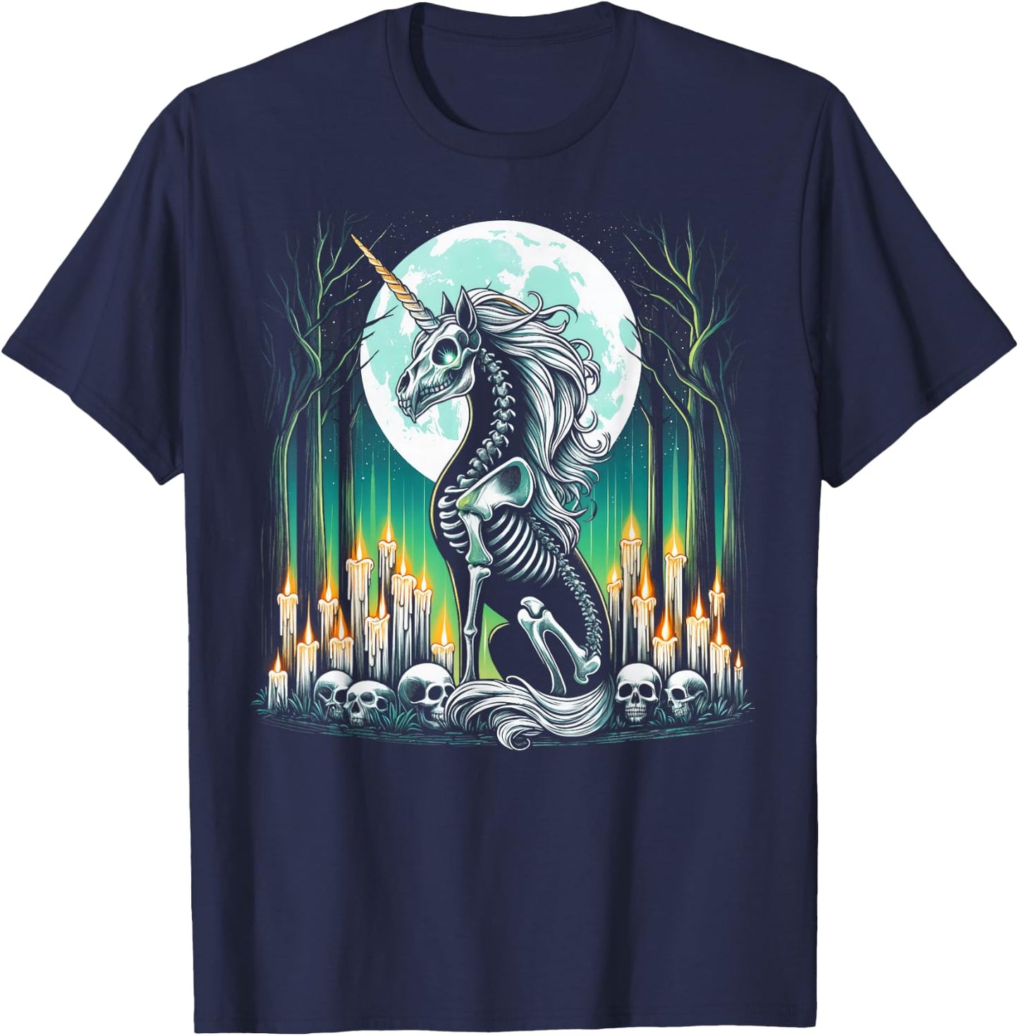 Cool Unicorn Skeleton Halloween Christmas Birthday T-Shirt - T-Shirt | Navy