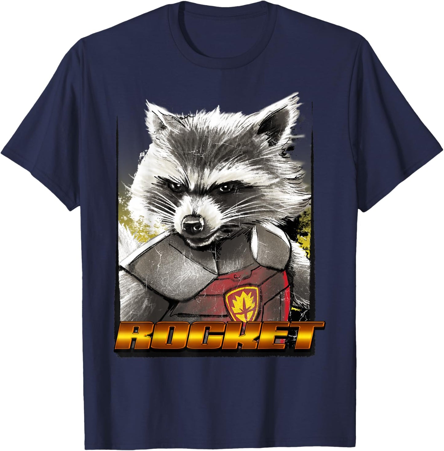 Marvel Guardians of The Galaxy Rocket Glare Wanted Poster Small T-Shirt - T-Shirt | Navy