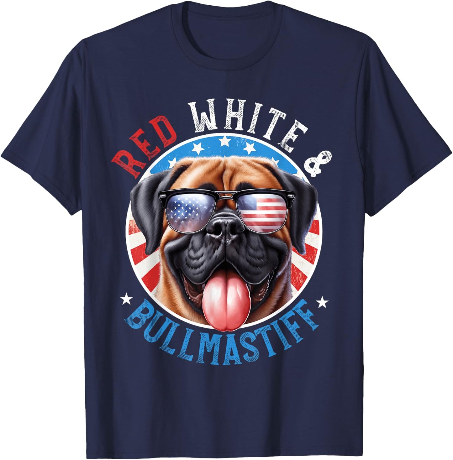 Bullmastiff Dog 4th of July Red White and The Gentle Giant T-Shirt - T-Shirt | Navy