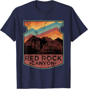 Retro Red Rock Canyon Nevada Souvenir Graphic Themed Print T-Shirt - T-Shirt | Navy