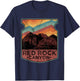 Retro Red Rock Canyon Nevada Souvenir Graphic Themed Print T-Shirt - T-Shirt | Navy