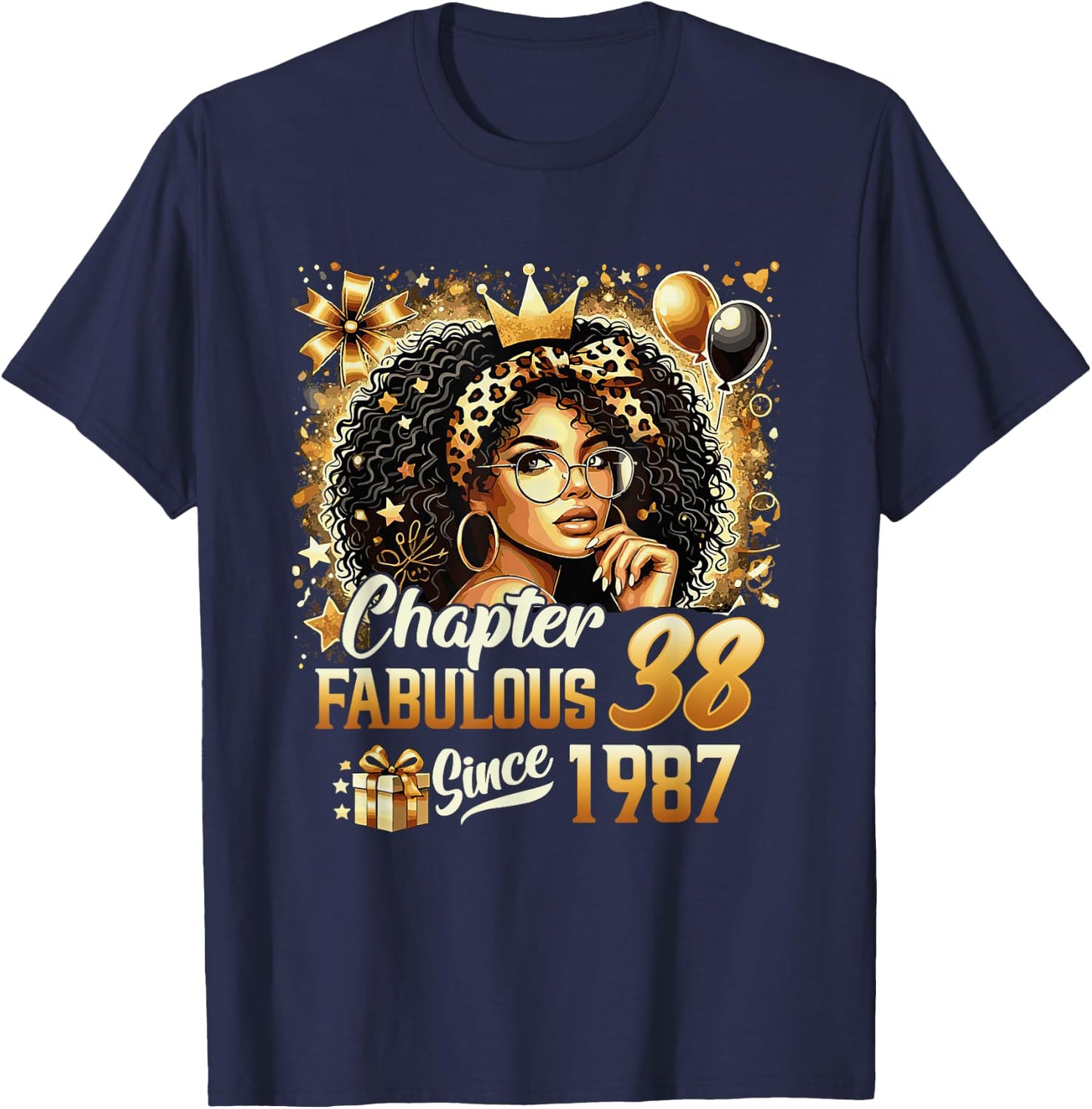 Chapter 38 Fabulous Since 1987 38th Birthday Black Women T-Shirt - T-Shirt | Navy