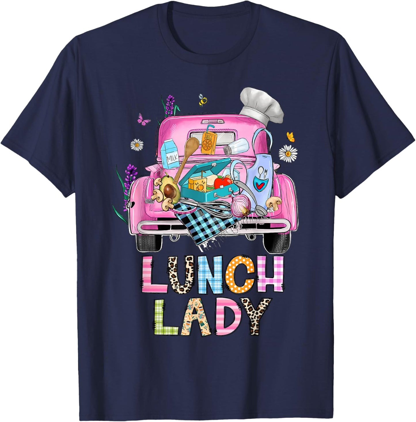 Lunch Lady Cute Truck Lunch Ladies Squad Cafeteria Crew T-Shirt - T-Shirt | Navy