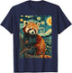 Red Panda Starry Night Van Gogh Graphic T-Shirt - T-Shirt | Navy