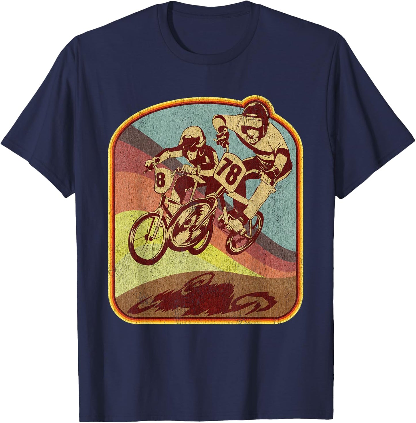 Vintage 80s BMX Rad Distressed Graphic T-Shirt - T-Shirt | Navy