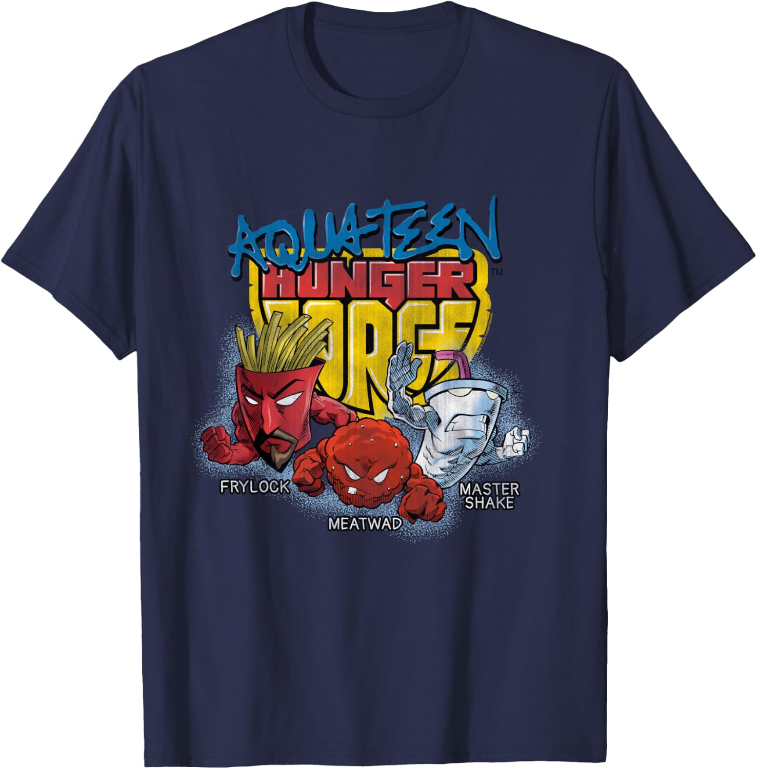 Aqua Teen Hunger Force Group Shield Logo Adult Swim Cartoon T-Shirt - T-Shirt | Navy