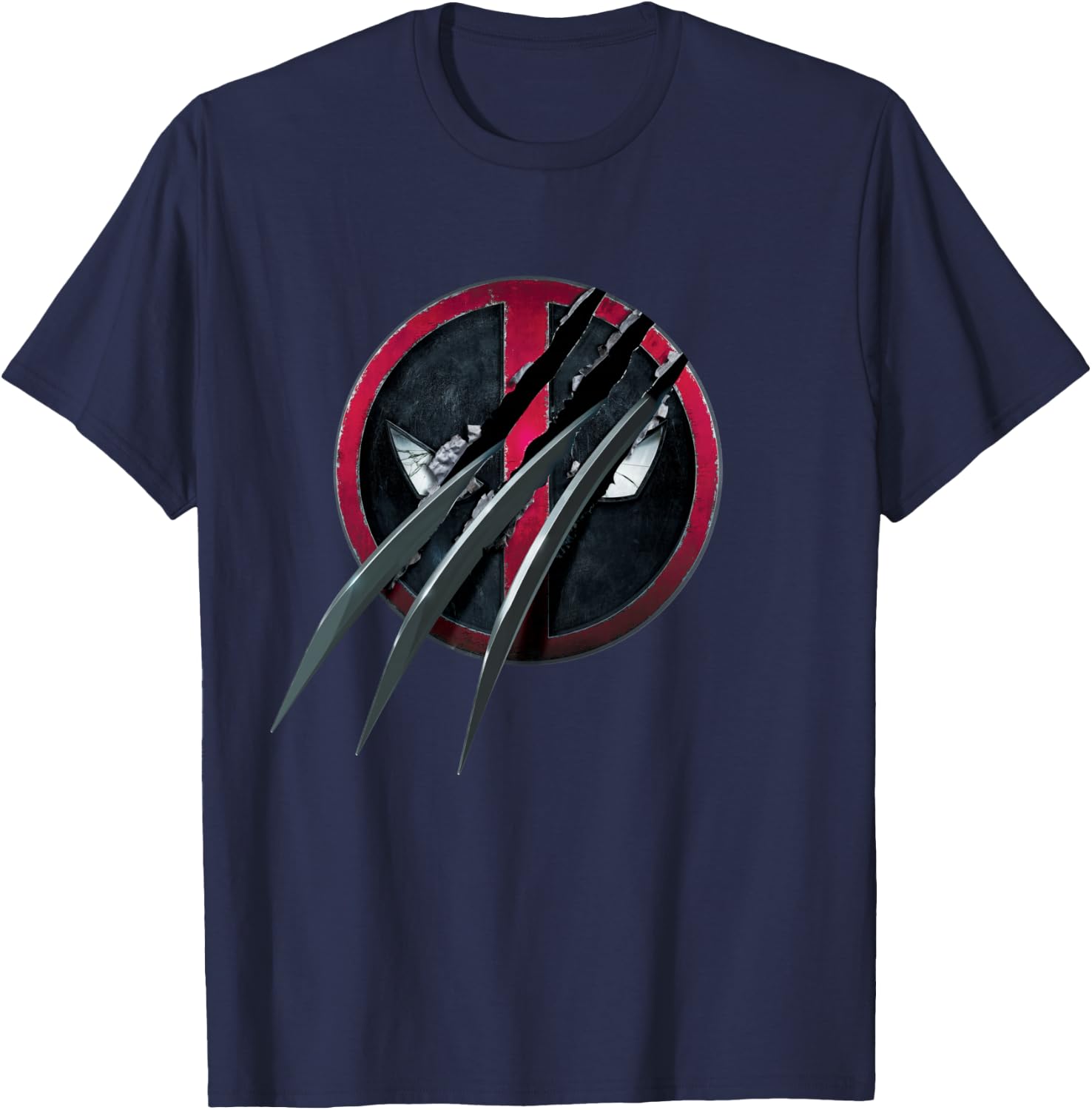 Marvel Studios Deadpool & Wolverine Slashed Icon with Claws T-Shirt - T-Shirt | Navy