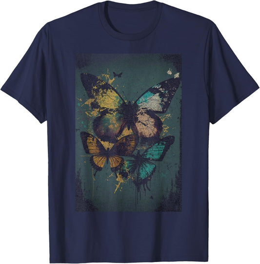 Fairy Grunge Fairycore Aesthetic Cottagecore Goth Butterfly T-Shirt - T-Shirt | Navy