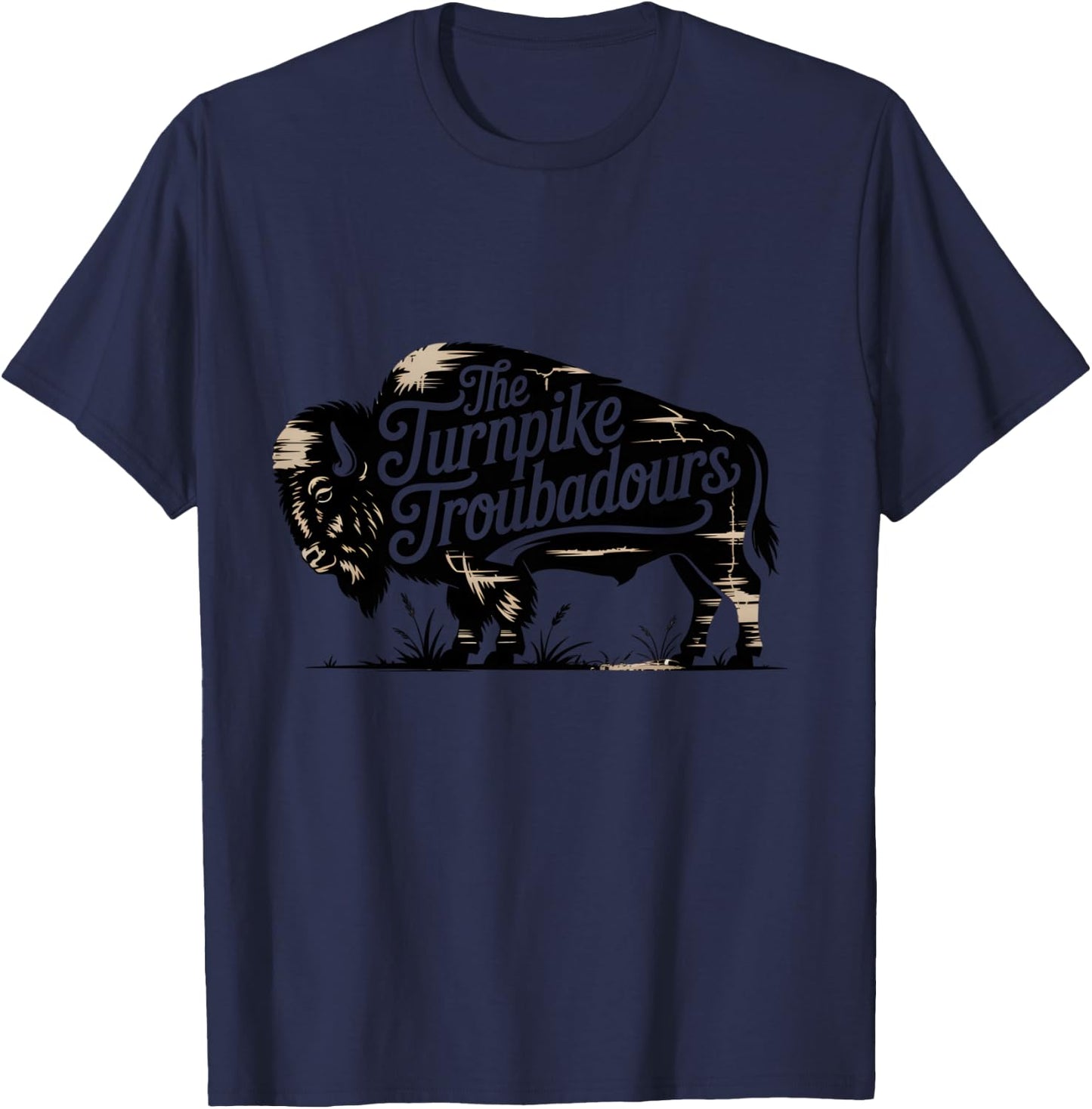 Vintage Turnpike Distressed Country Music Men Women T-Shirt - T-Shirt | Navy