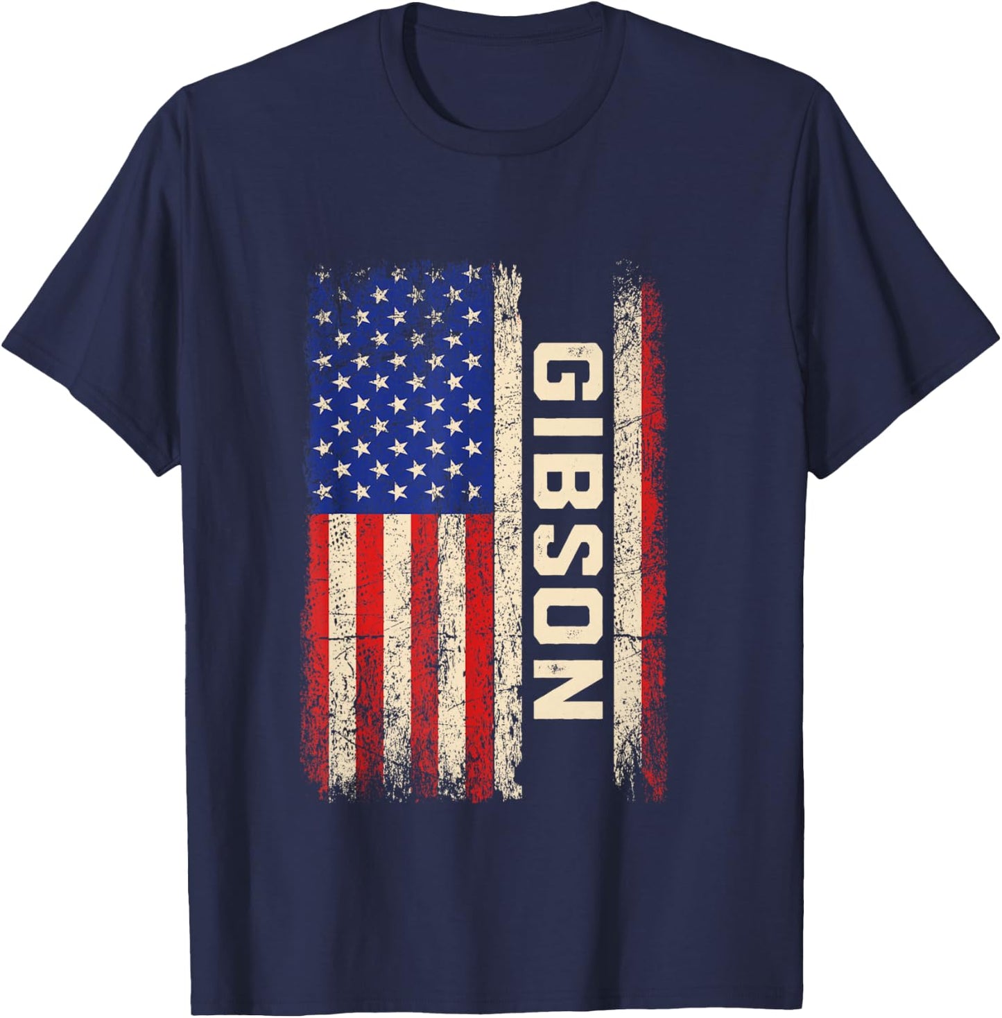 Gibson Last Name Shirt Gibson Name American Flag T-Shirt - T-Shirt | Navy