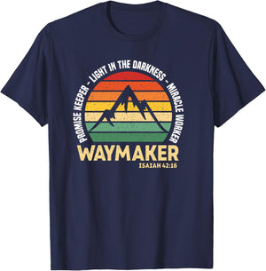 Waymaker Promise Keeper Miracle Worker Christian Believer T-Shirt - T-Shirt | Navy