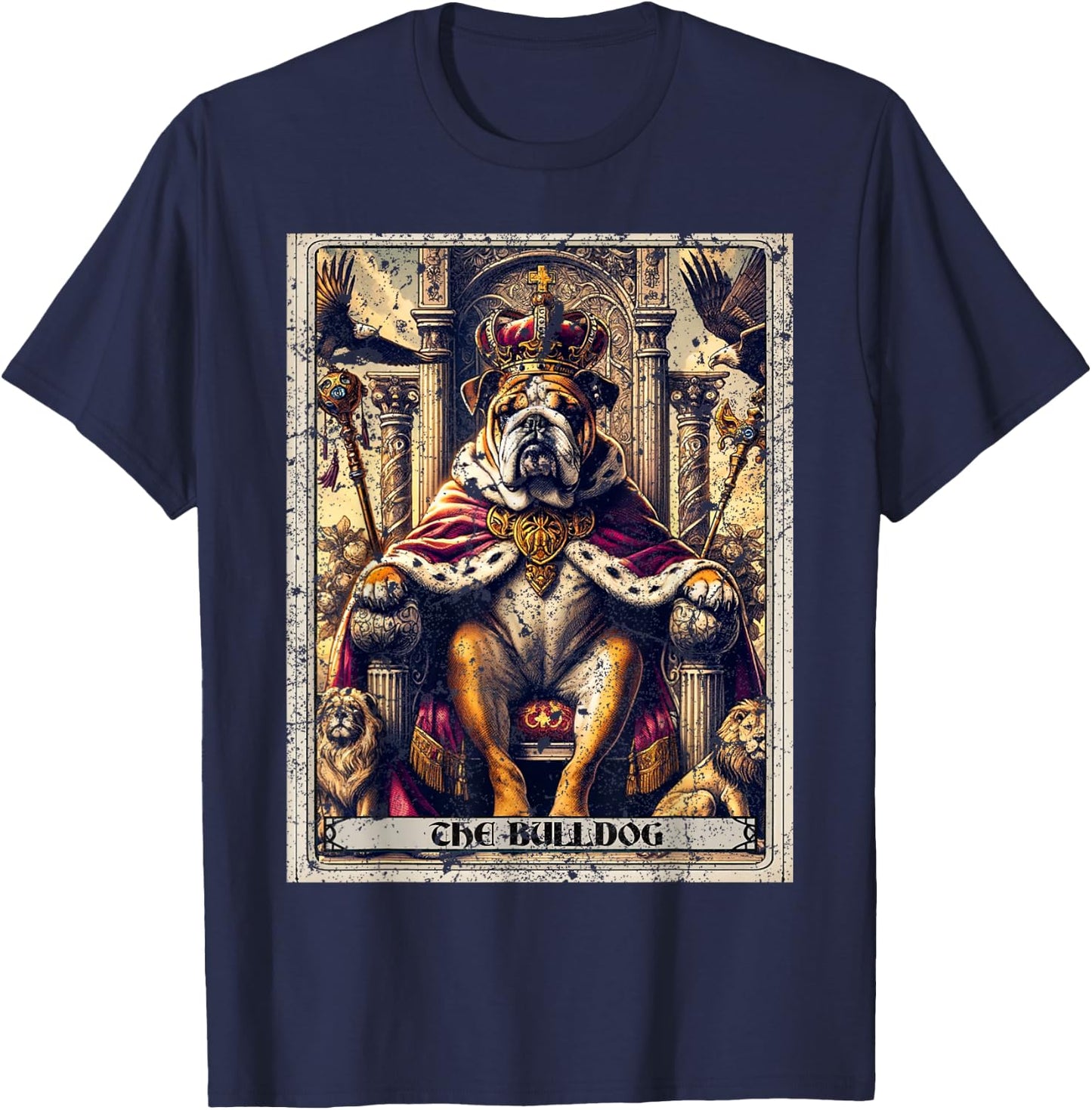 English Bulldog Tarot Card Dog T-Shirt - T-Shirt | Navy