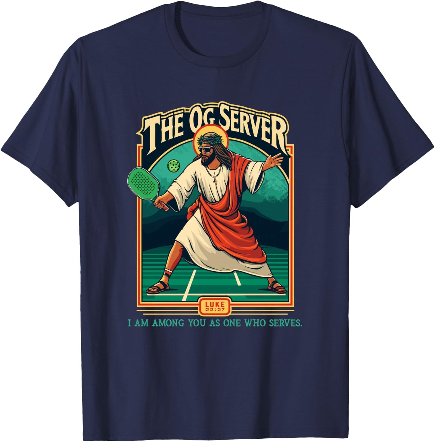 Christian Pickleball Jesus OG Server Religious Player T-Shirt - T-Shirt | Navy