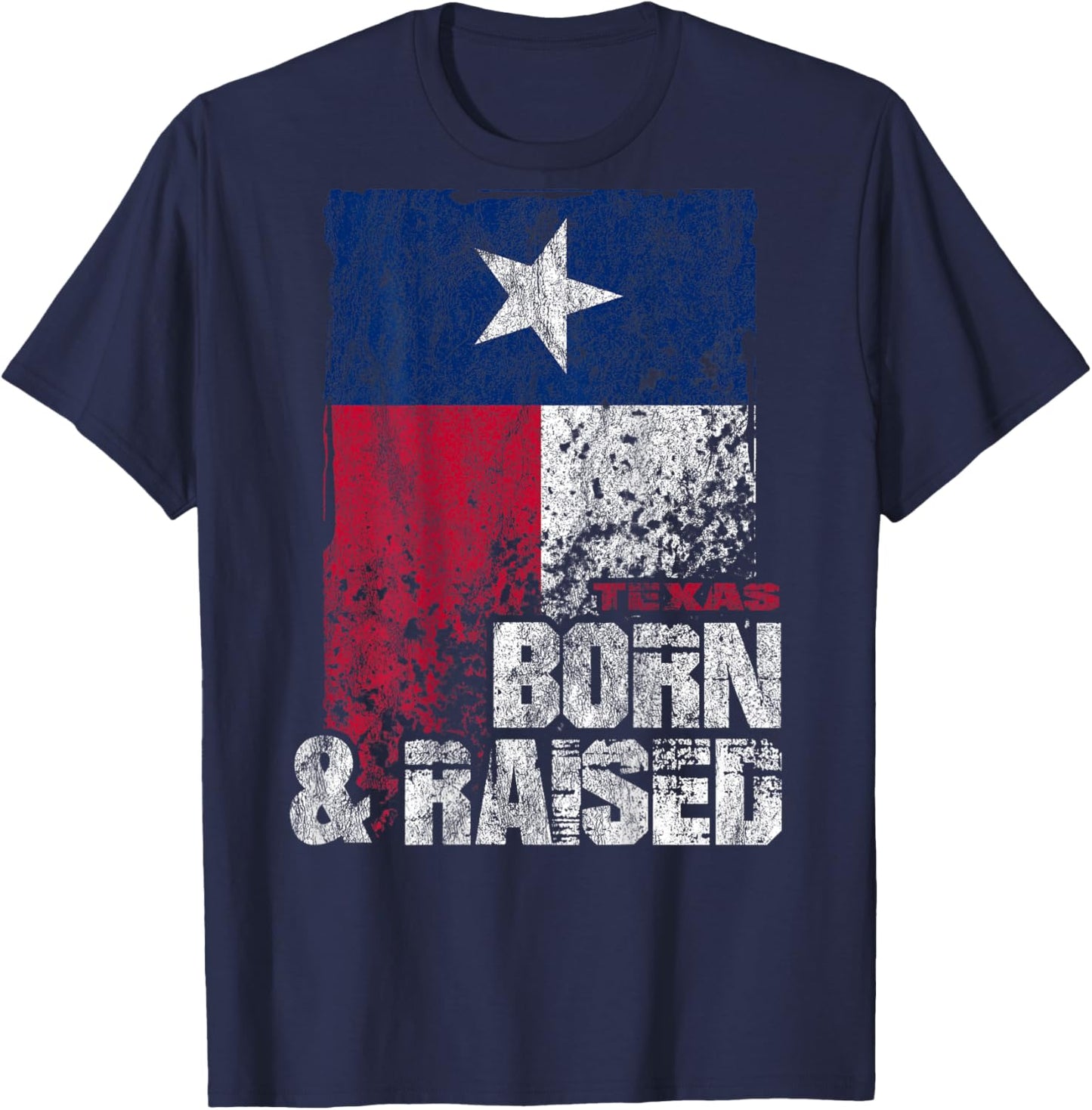 Texas Born And Raised Flag T-Shirt - T-Shirt | Navy