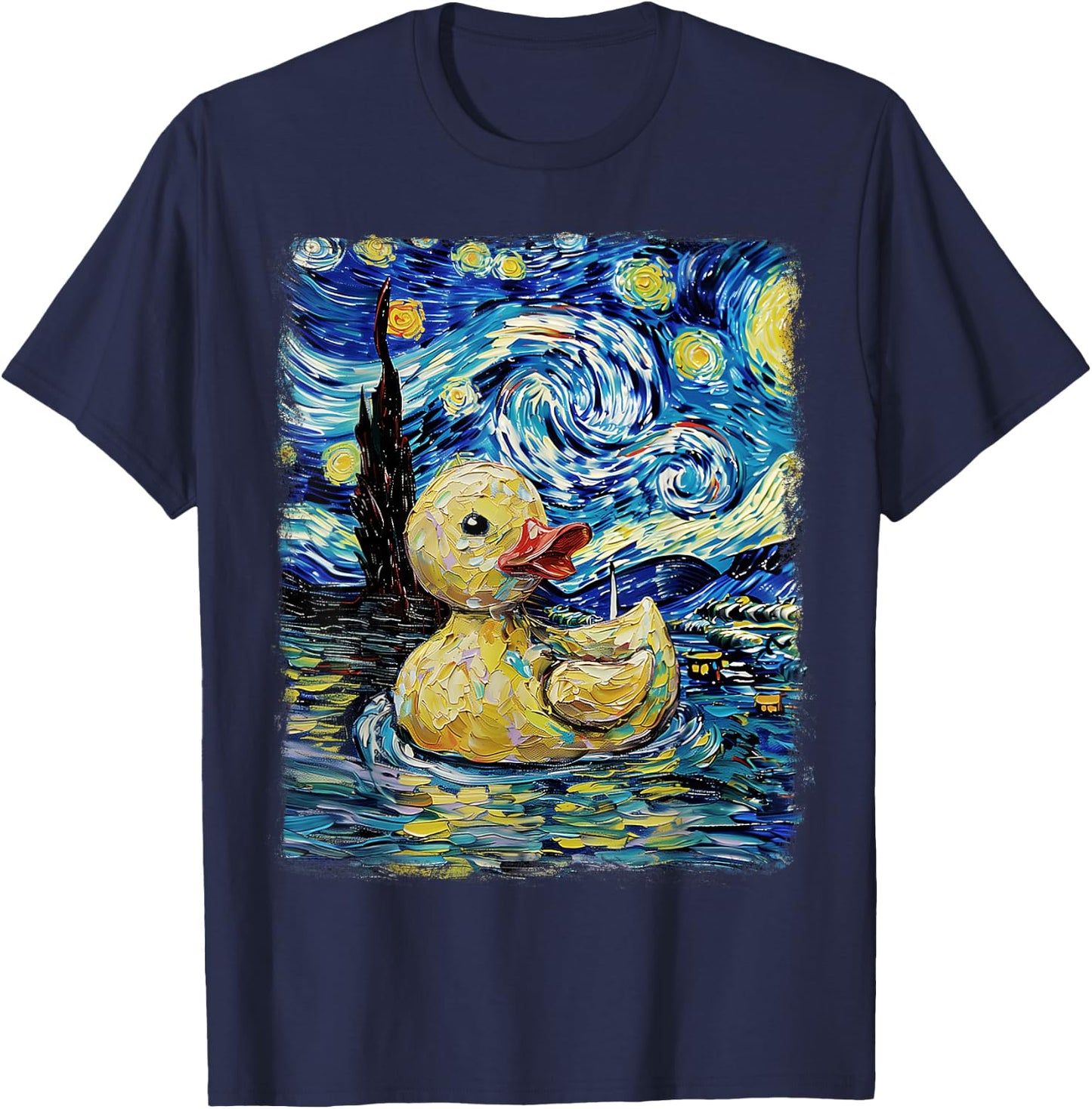 Rubber Duck Ducky Starry Night Painting T-Shirt - T-Shirt | Navy