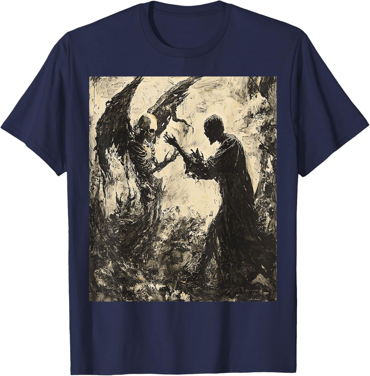Painting Angel of Death Battle Fighting Dreamscape Art T-Shirt - T-Shirt | Navy