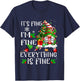It's Fine I'm Fine Everything Is Fine Funny Gnome Xmas light T-Shirt - T-Shirt | Navy