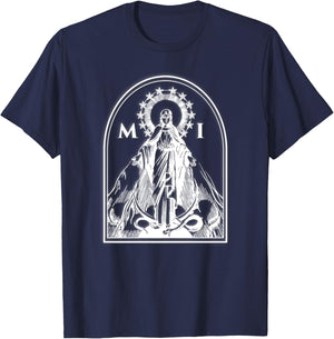 Militia of The Immaculata St. Maximilian Kolbe Catholic T-Shirt - T-Shirt | Navy
