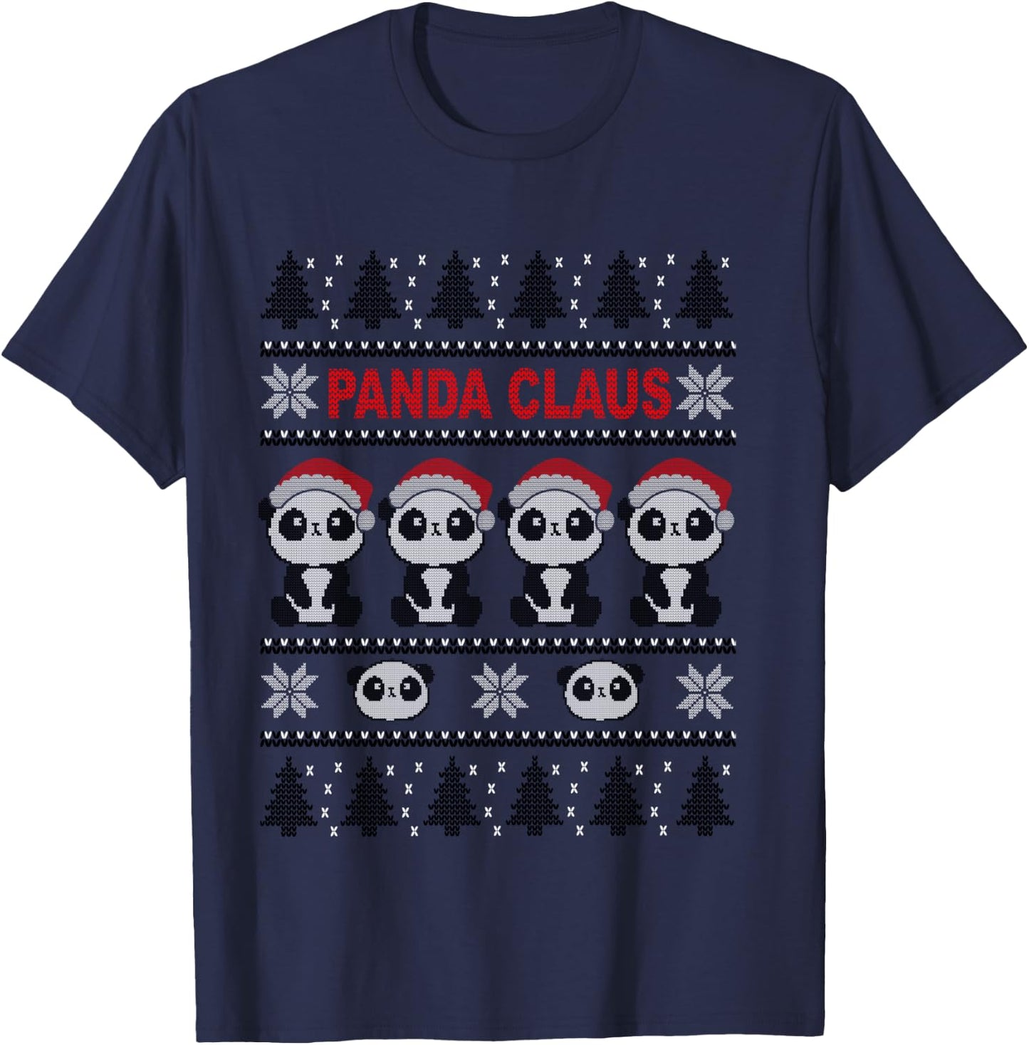 Panda in Santa Hat - Funny Ugly Christmas Panda Claus T-Shirt - T-Shirt | Navy
