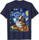 St. Bernard Dog Starry Night Painting T-Shirt - T-Shirt | Navy