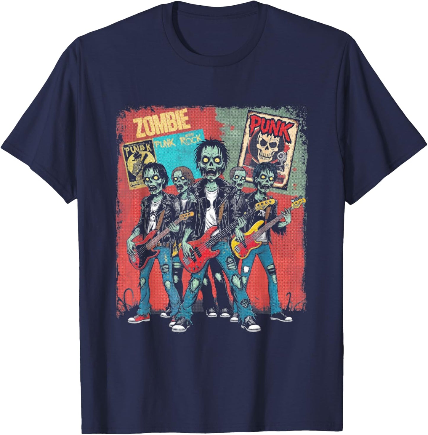 Zombie Punk Band - Creepy Zombie Halloween Lover T-Shirt - T-Shirt | Navy