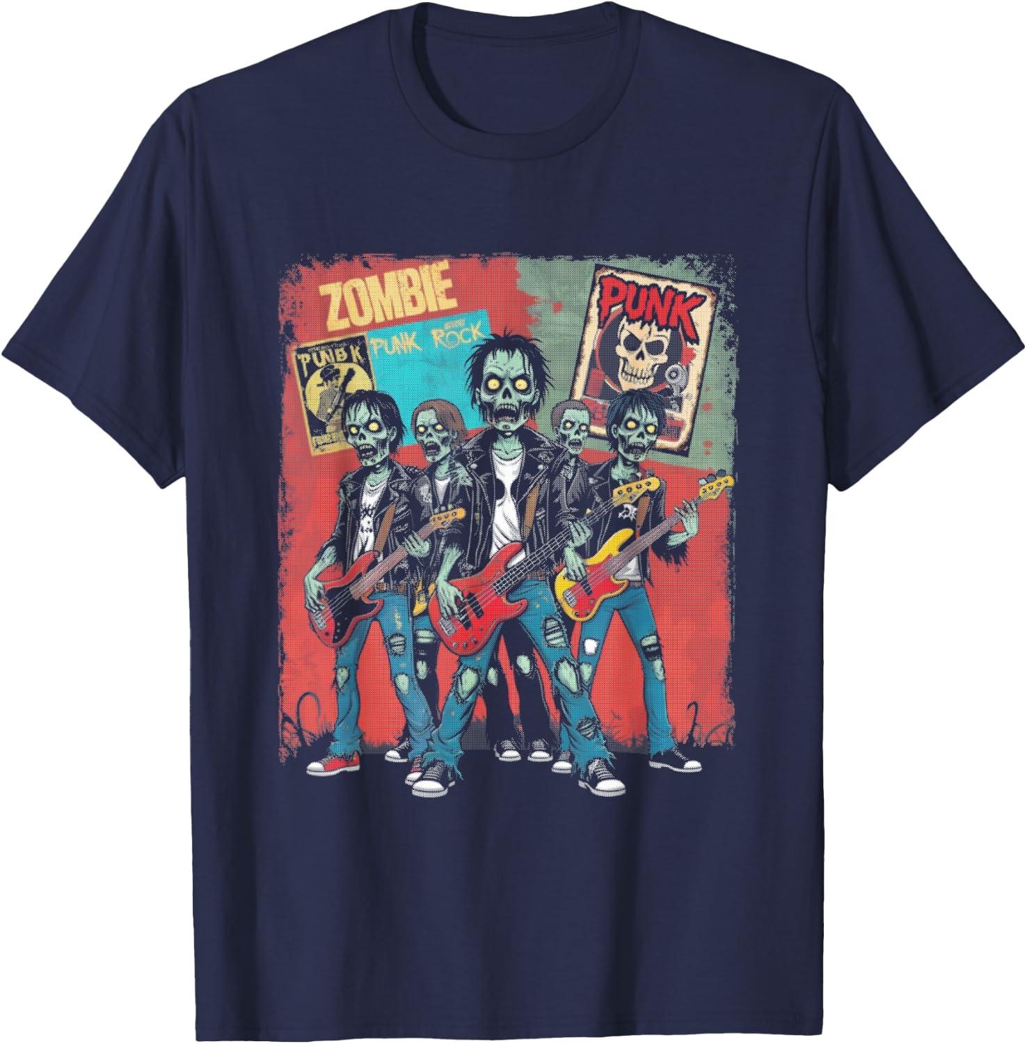 Zombie Punk Band - Creepy Zombie Halloween Lover T-Shirt - T-Shirt | Navy
