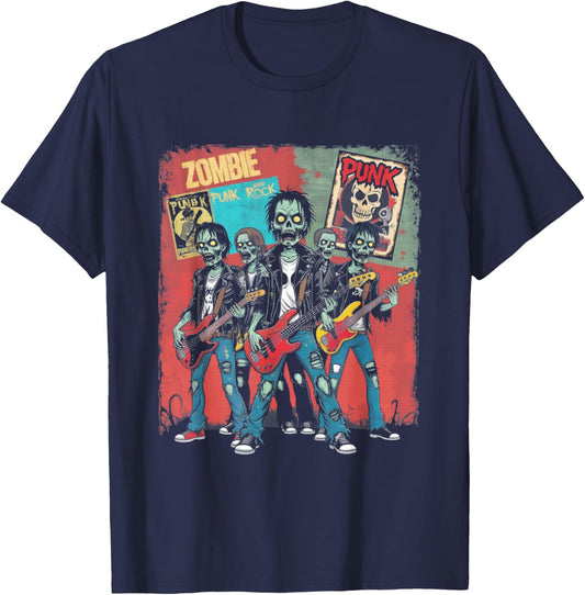 Zombie Punk Band - Creepy Zombie Halloween Lover T-Shirt - T-Shirt | Navy