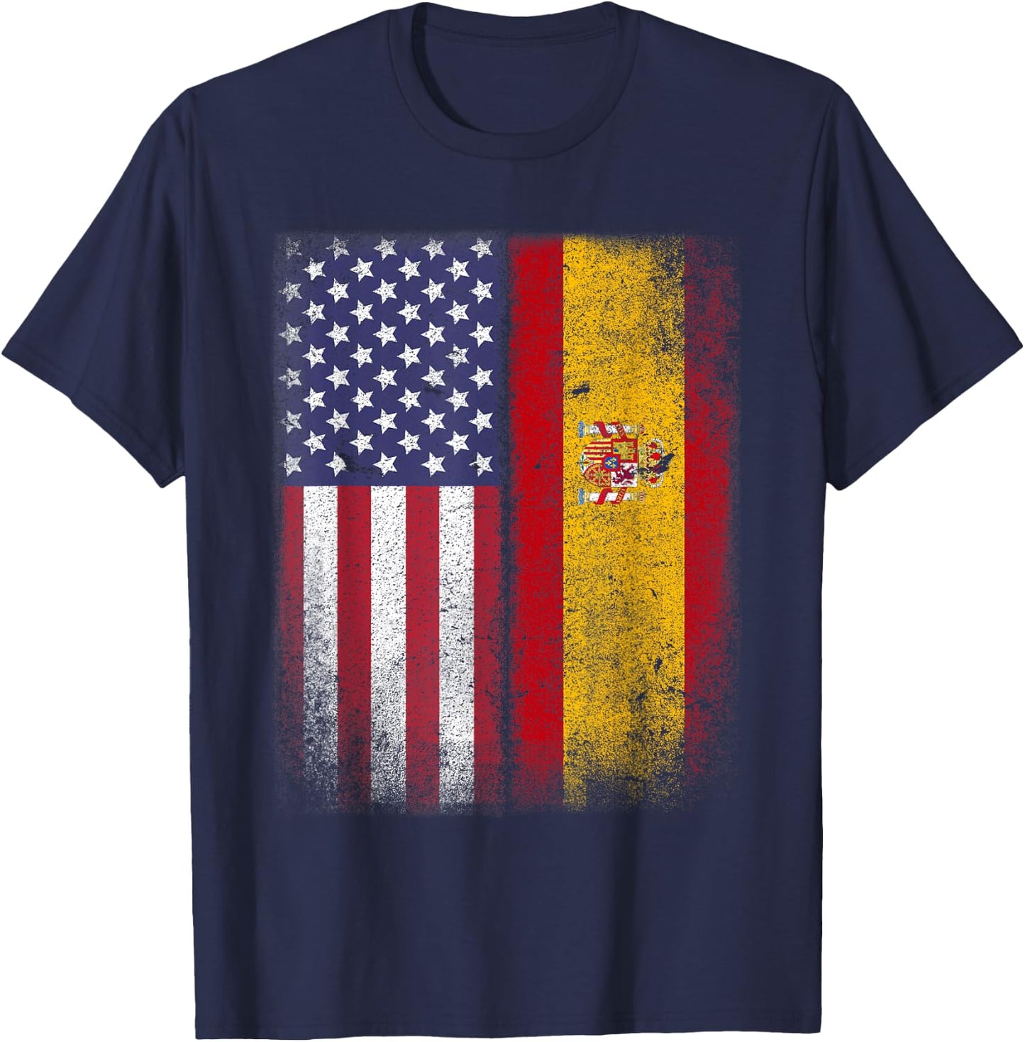 Spanish American Flag Spain Usa Bandera Espana T-Shirt - T-Shirt | Navy