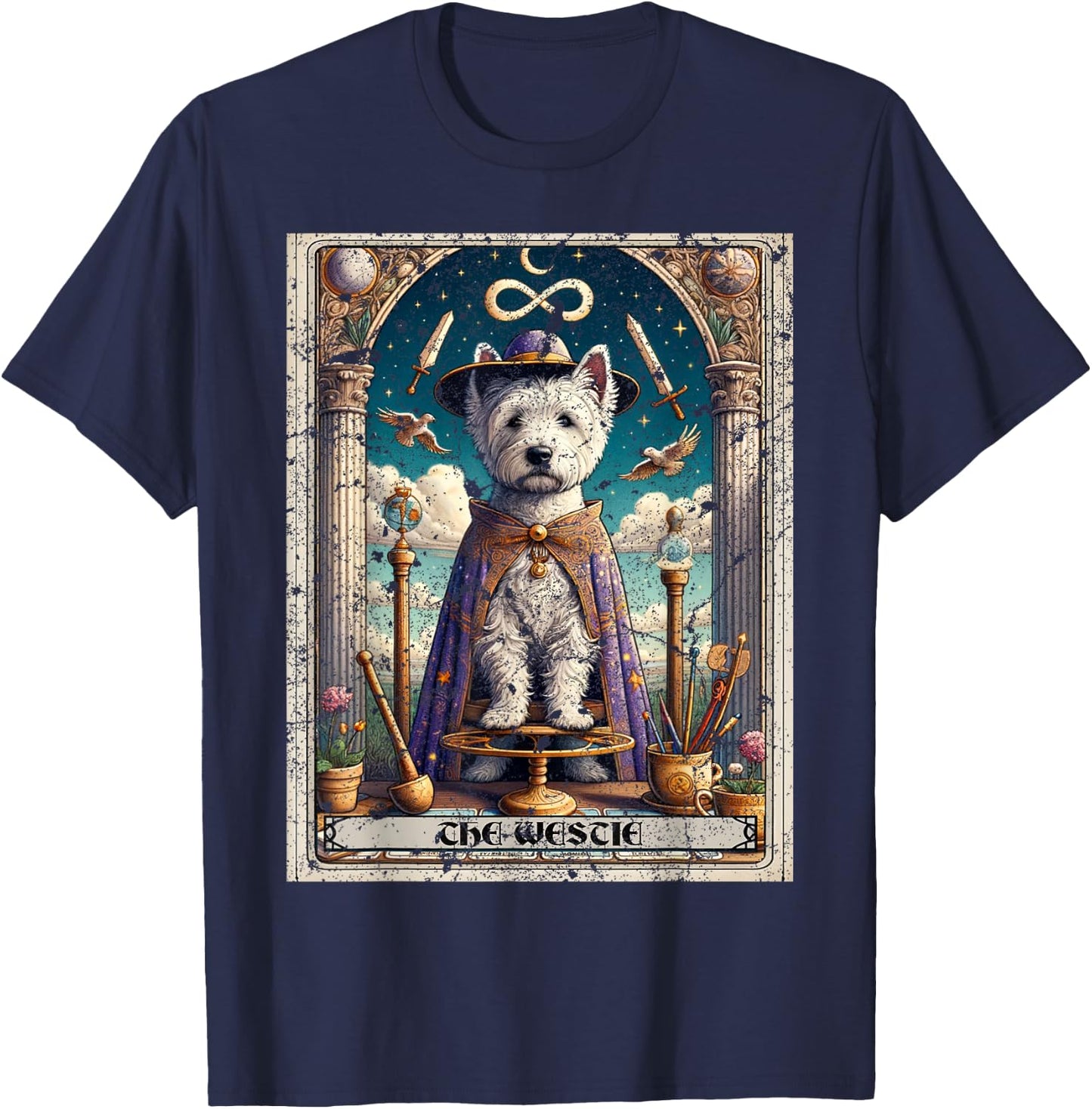 Westie West Highland White Terrier Tarot Card Dog T-Shirt - T-Shirt | Navy