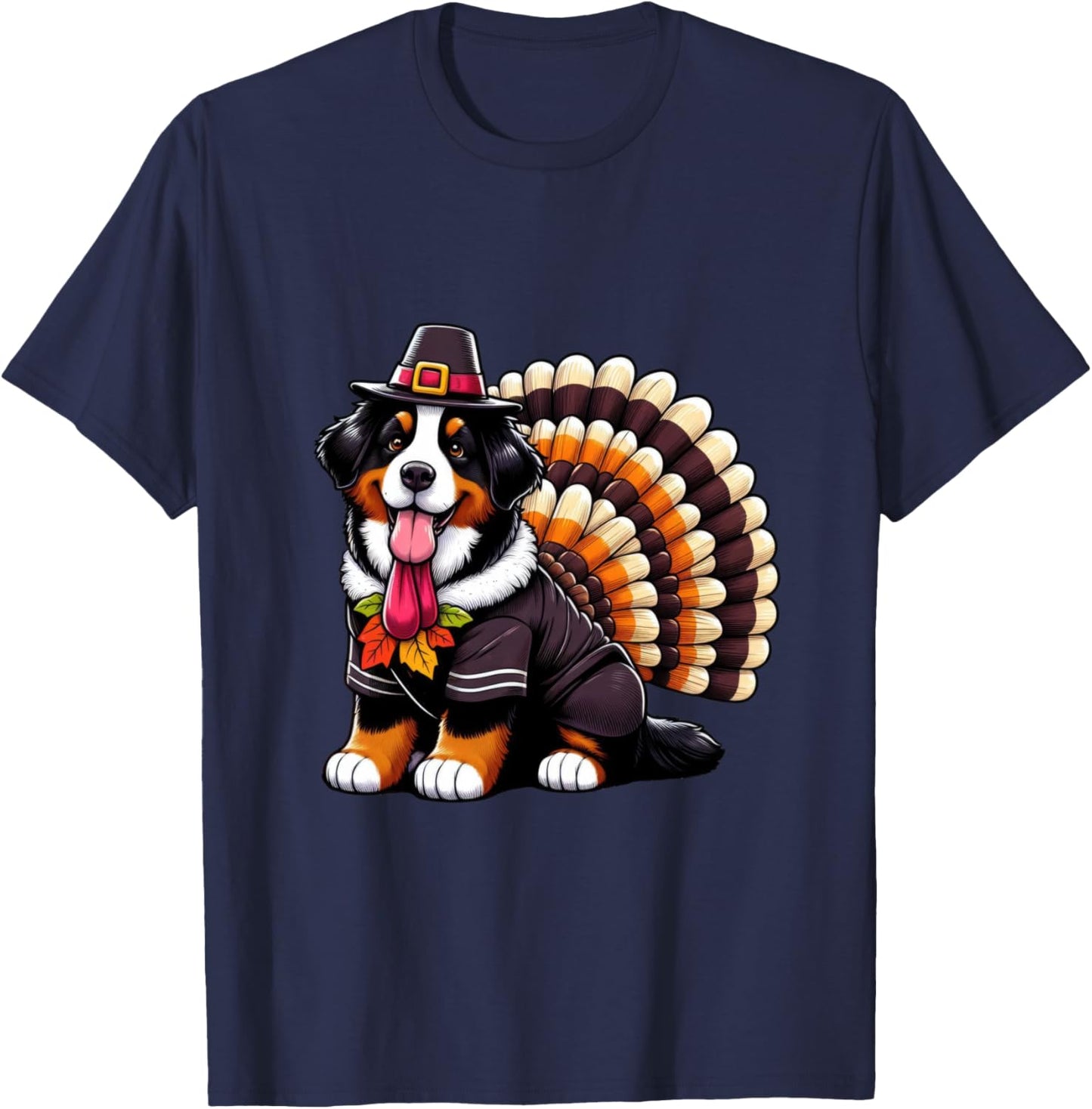 Cute Dog Bernese Mountain Thanksgiving Kids Teen Girl Boy T-Shirt - T-Shirt | Navy