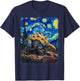 Ankylosaurus Dinosaur Starry Night Painting T-Shirt - T-Shirt | Navy