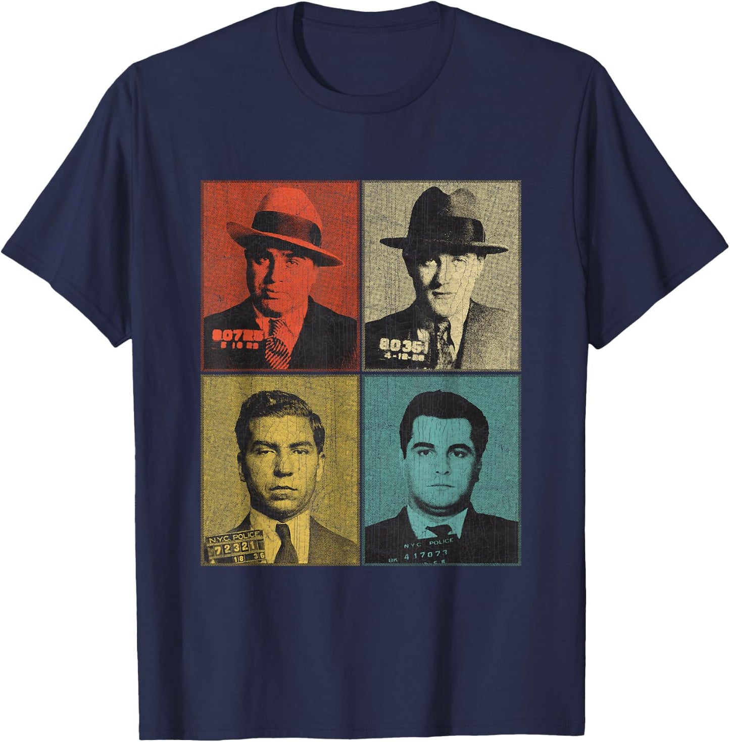 American Gangsters Mafia Bosses Small T-Shirt - T-Shirt | Navy