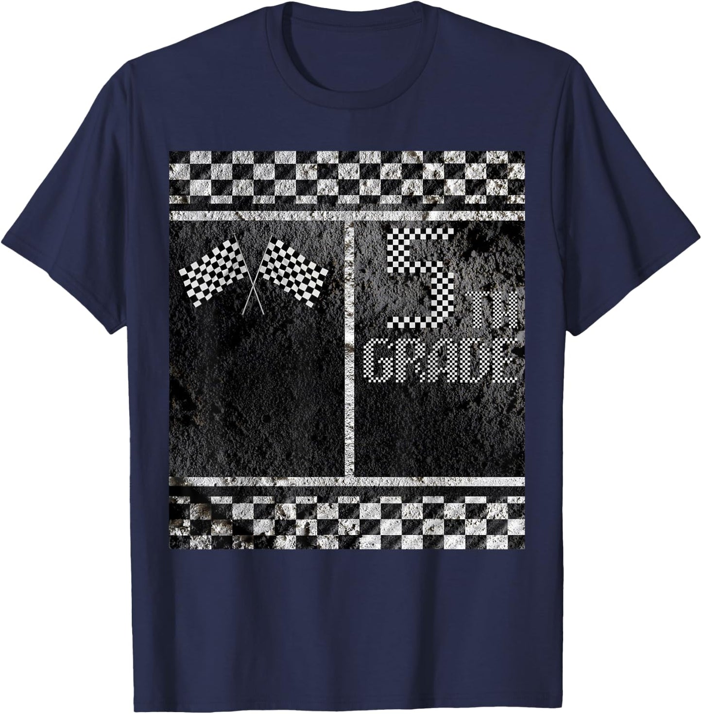 Pit Crew Costume for Funny Halloween 5th Grade Racing Flag T-Shirt - T-Shirt | Navy