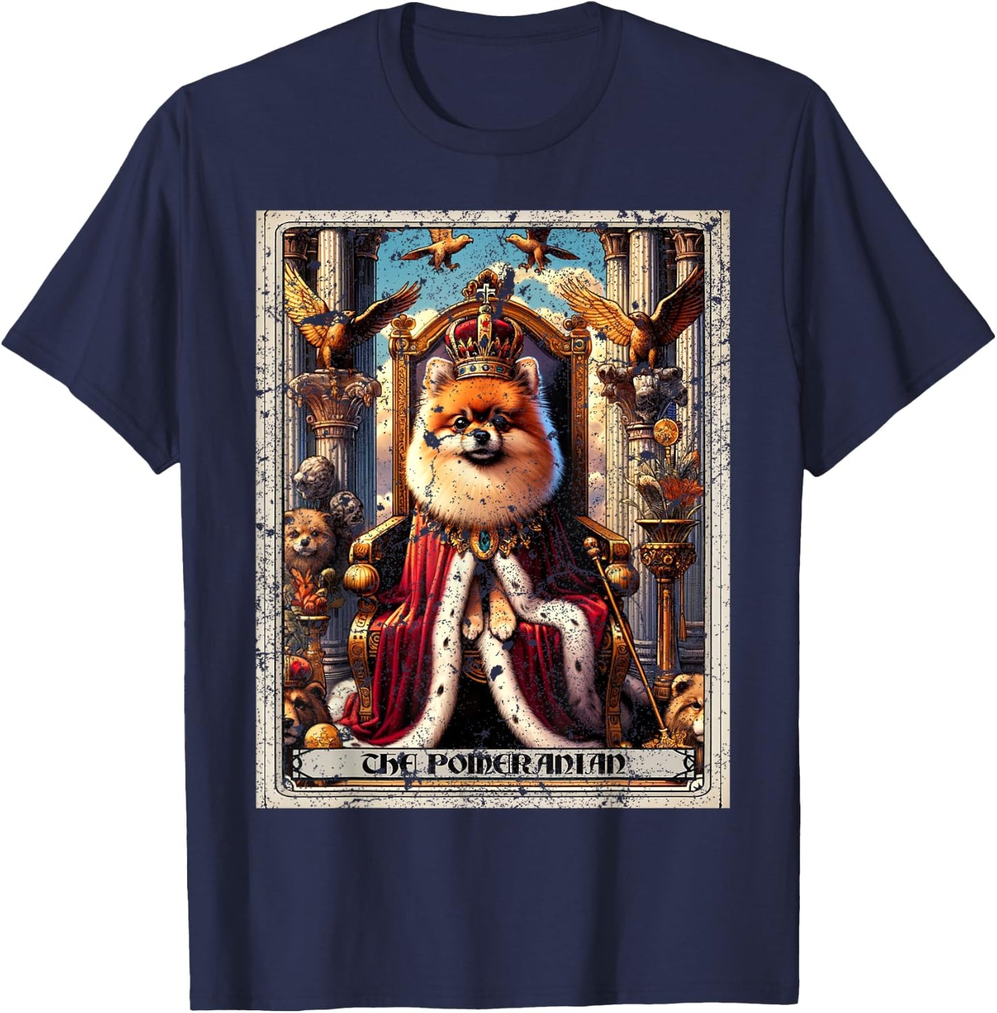 Pomeranian Tarot Card Dog T-Shirt - T-Shirt | Navy